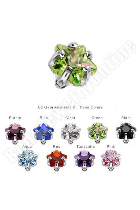 Prong Set Star Gem Internally Threaded Dermal Top