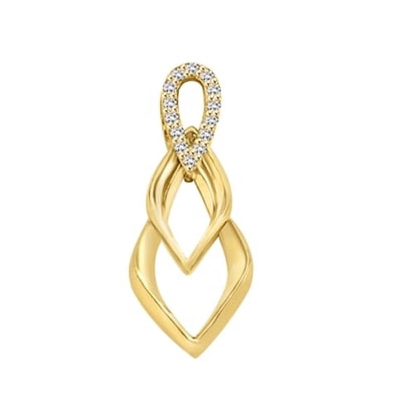 Prong Set Triple Twist Teardrop Pendant with Simulated Round Brilliant Melee Diamonds by Diamond Essence set in 14K Solid Yellow Gold