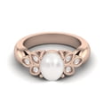 thumbnail image 1 of Prong-Setting 8x6MM Oval Shape Pearl 925 Sterling Silver Rose Vermeil Solitaire Women Valentines Day Gifts Ring, 1 of 3