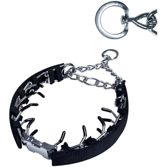 Prong Training Collar for Dogs, Rotating Ring Welding, Adjustable Dog Training Pinch Collar with Quick Release Buckle, for Small Medium Large Dogs Black,S (14-17" Neck, 2.25mm)