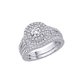 thumbnail image 1 of Prongs Set Diamond Double Halo Bridal Set in Sterling Silver (2/3 cttw, I-J, I1-I2) (Size-10), 1 of 5