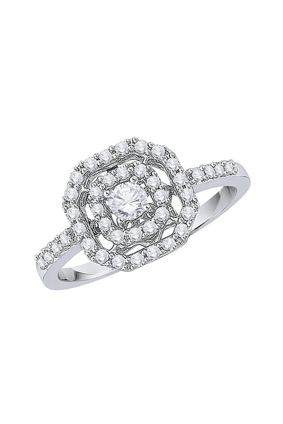 Prongs Set Diamond Engagement Ring in 10K White Gold (1/2 cttw, I-J, I1-I2) (Size-7)