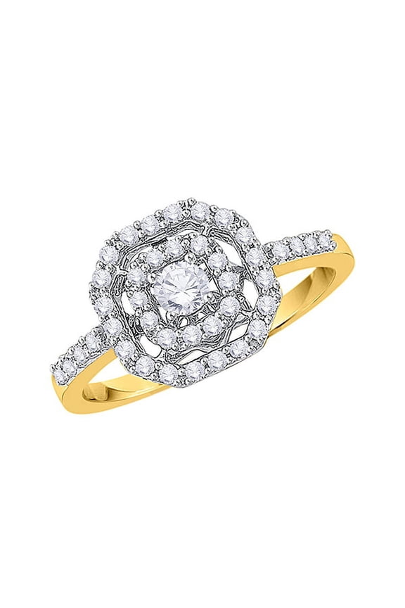 Prongs Set Diamond Engagement Ring in 10K Yellow Gold (1/2 cttw, I-J, I1-I2) (Size-7)