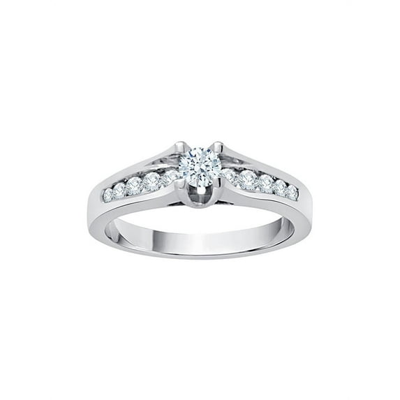 Prongs Set Diamond Engagement Ring in Sterling Silver (3/8 cttw, G-H, I2-I3)