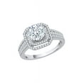 thumbnail image 1 of Prongs Set Diamond Halo Engagement Ring in Sterling Silver (1 3/8 cttw, G-H, I2-I3), 1 of 2