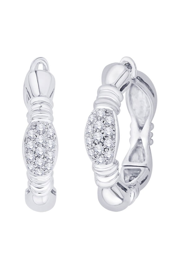 Prongs Set Diamond Hoop Earring in 10K White Gold (3/8 cttw, G-H, I2-I3)