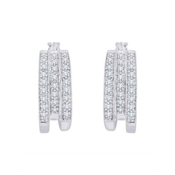 Prongs Set Diamond Huggie Earrings in 10K White Gold (1/2 cttw, G-H, I2-I3)