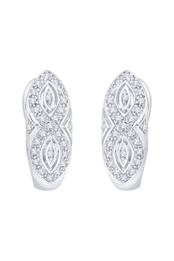Prongs Set Diamond Infinity Hoop Earrings in 10K White Gold (1/2 cttw, G-H, I2-I3)