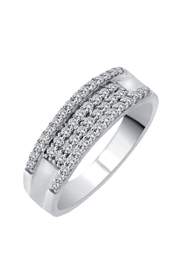 Prongs Set Diamond Wedding Band in Sterling Silver (1/2 cttw, G-H, I2-I3)