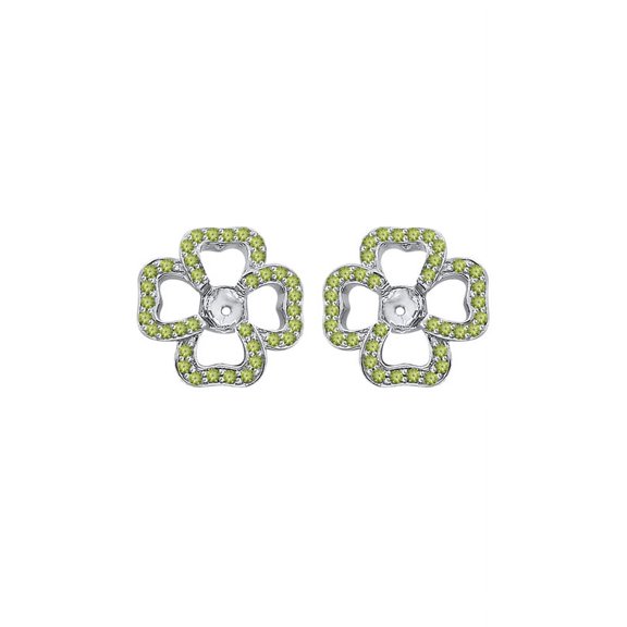 Prongs Set Peridot Floral Earring Jackets in 14K White Gold (2/3 cttw)