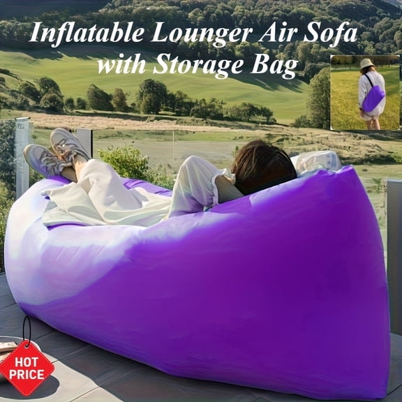 Pronoia 1pc Portable Inflatable Air Sofa Bed - Second Quick Inflate Outdoor Couch, Waterproof Ultralight Lounge, 396Lbs Capacity for Adults/Family
