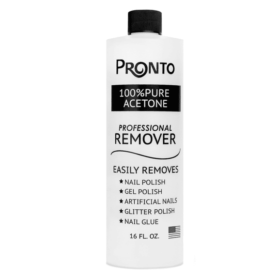 Pronto Pure Acetone Nail Polish Remover for Natural, Gel, Acrylic, Sculptured Nails, 16 fl oz