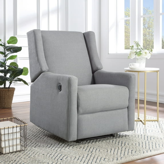 Pronto Power Recliner In Gray Fabric - Experience Comfortable Reclining Oyster Wingback Modern Comfort