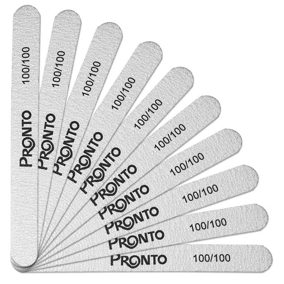 Pronto Professional Nail Files for Nail Art Salon – Black Double Sided Nail File For Manicure And Pedicure Tool. 100/100 Grit for Manicure and Pedicure (10 Piece Set)