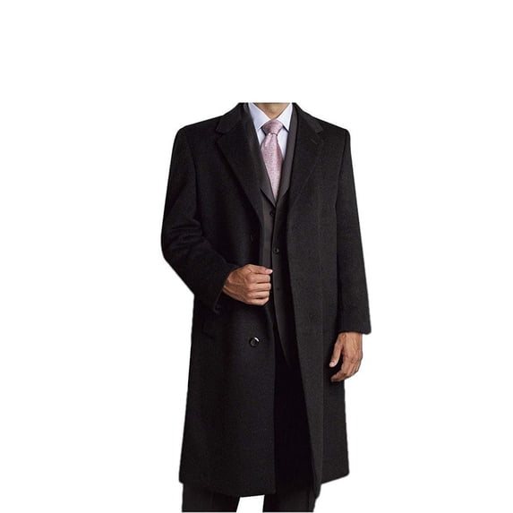 Prontomoda Men's Single Breasted Luxury Wool Full Length Topcoat - Colors