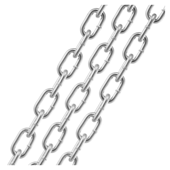 Proof Coil Chain 5/16" x 6', 1980lbs Load, Zinc Plated - with Quick Links - Towing, Hanging, Camping, Pet Chain
