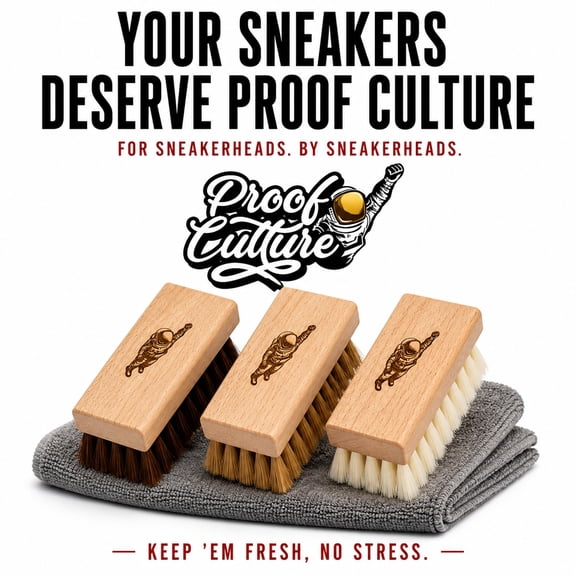 Proof Culture 4-Piece Shoe Cleaning Kit with Boar & Plastic Bristles, Microfiber Cloth, Travel Size
