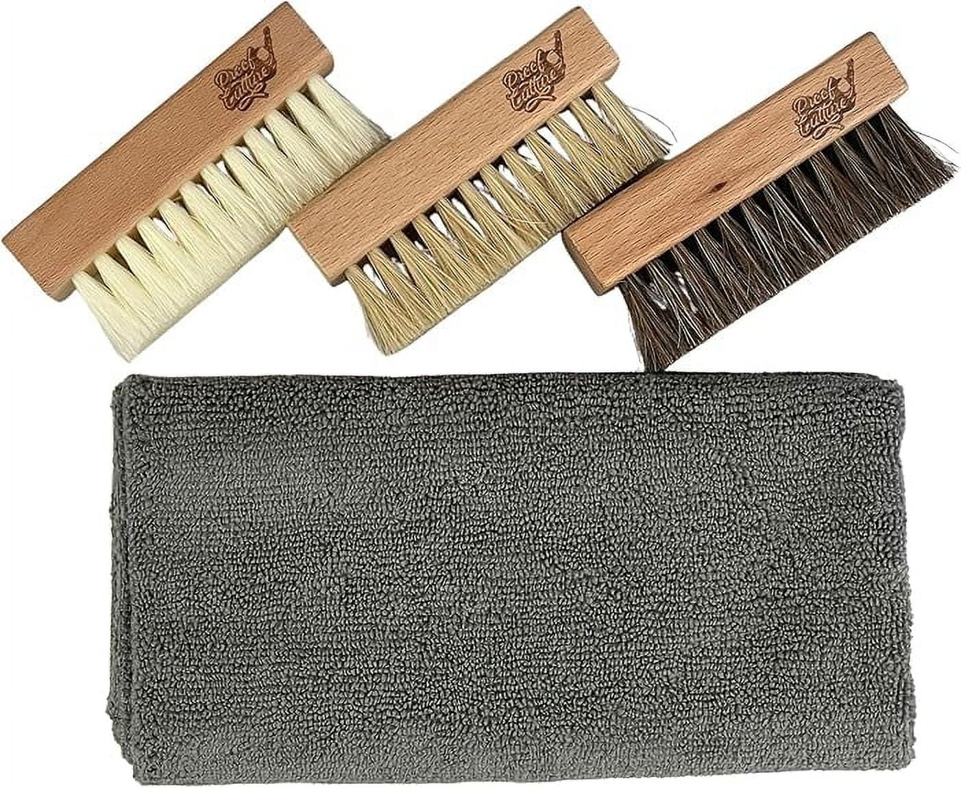 Proof Culture 4 Pieces Shoe Cleaning Kit wtih Boar, Plastic Bristles and Microfiber Cloth