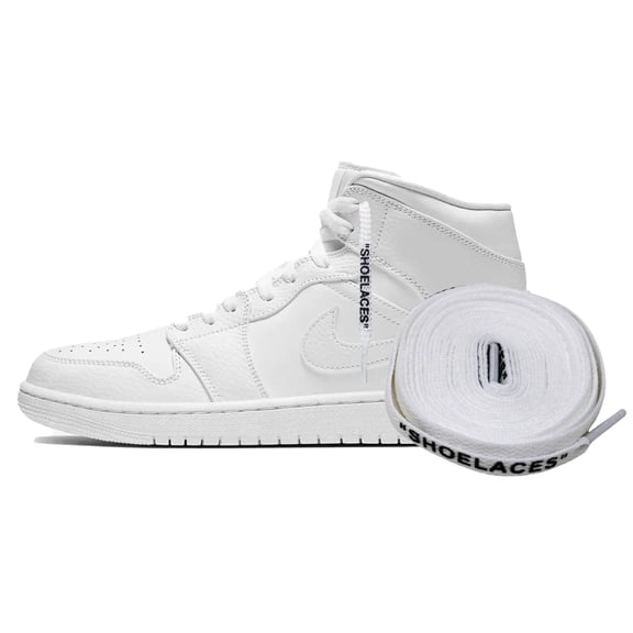 Proof Culture | Compatible with Jordan 1-8 Laces | Off White "SHOELACES" Shoe Laces Replacement for Jordan Laces and Air Force Laces - White Black Text 63" inches (160 cm)