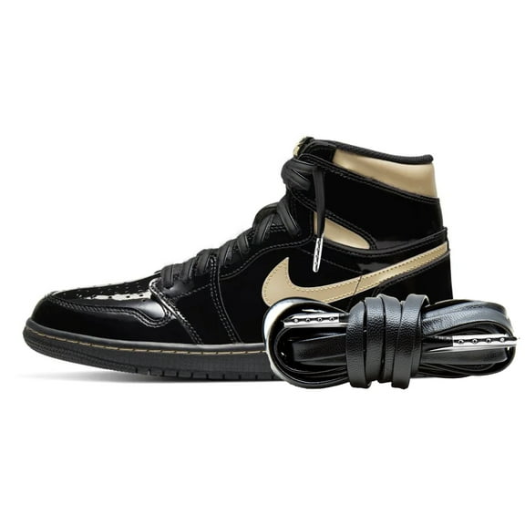 Proof Culture Black Leather Flat Shoe Laces, Silver Tip, 63" (160 cm) – Jordan & Air Force Compatible