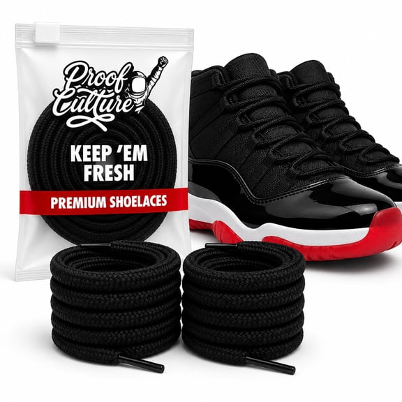 Proof Culture | Compatible with Jordan 11 | Black Round Shoe Laces - 54" (137 cm)