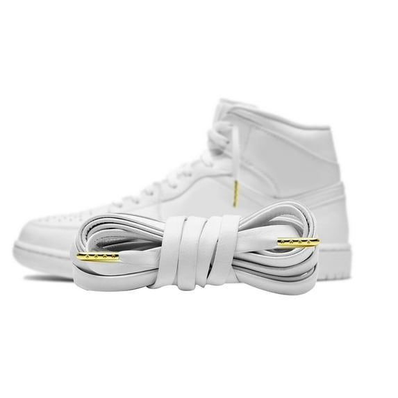 Proof Culture Flat Leather Shoe Laces with Gold Tips – Black, 54" (137 cm), Compatible with Jordan 1-8 & Air Force