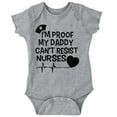 thumbnail image 1 of Proof Daddy Can't Resist Nurses Heart Romper Boys or Girls Infant Baby Brisco Brands 12M, 1 of 6