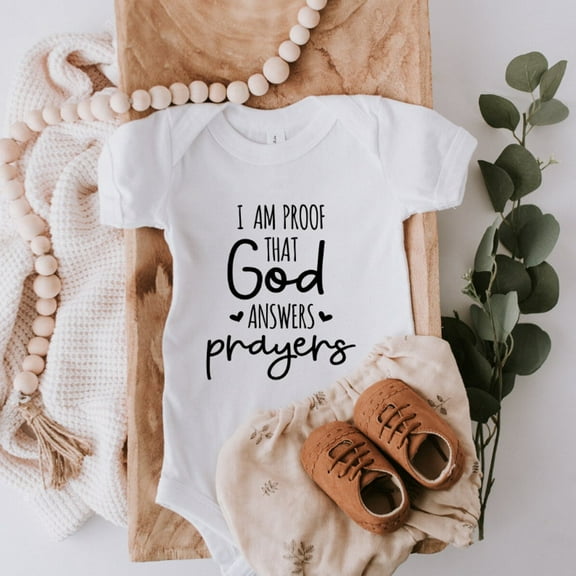 Proof That God Answers Prayers Baby Bodysuit, Little Answered Prayer, Baby Announcement, Pregnancy Announcement, Baby Reveal, Were Expecting Cute Baby Onesie, BABY BODYSUIT LAT 4424