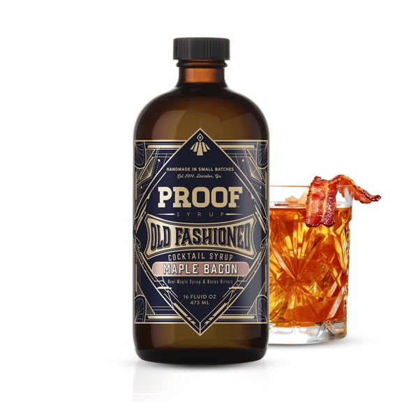 Proof Syrup Old Fashioned Cocktail Mix - Made with Real Bitters & Cane Sugar - Maple Bacon Flavor - Fast, Easy, Delicious, Handcrafted Cocktail Syrup - 16oz - 1 Bottle