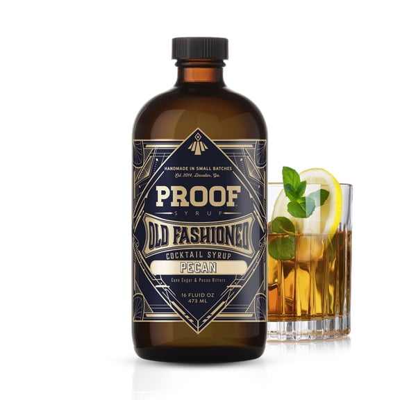 Proof Syrup Old Fashioned Cocktail Mix - Made with Real Bitters & Cane Sugar - Pecan Flavor - Fast, Easy, Delicious, Handcrafted Cocktail Syrup - 16oz - 1 Bottle