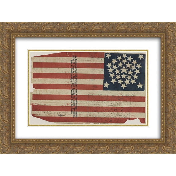 Proof for an American flag campaign banner for John C. Breckinridge and Joseph Lane 24x18 Double Matted Gold Ornate Framed Art Print