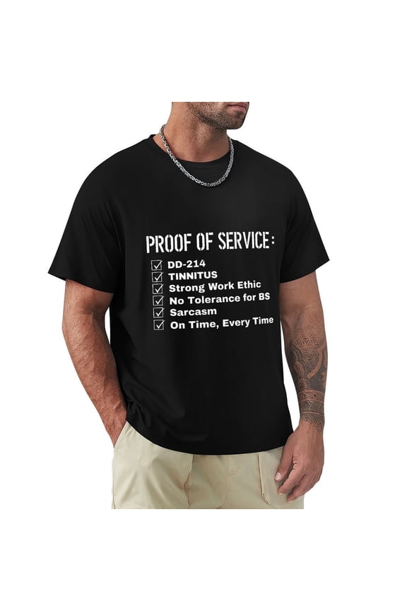 Proof of Service Men's Cotton HD Print Short Sleeve T-Shirt Crew Neck Top Black XL