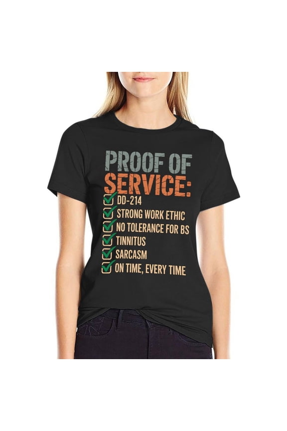 Proof of Service Women’s Short Sleeve Cotton T-Shirt HD Graphic Printed Tee Casual Crew Neck Top 3XL