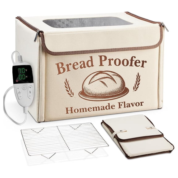 Proofing Box - Foldable Proofing Bread Box with 68-122F Temp Control & 48H Timer, Bread Proofer for Sourdough, Pizza Dough, Yogurt, Kombucha, 5-Layer Fabric