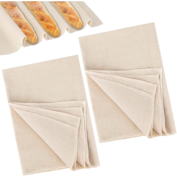 Proofing Cloth for Bread Baking 2PCS 17x29 Inches Linen Cloth Reusable Bread Proofing Cloth Thick Baking Bread Cloth for Rolling Dough, Baguettes, Loaves, Pastry, Homemade Bread