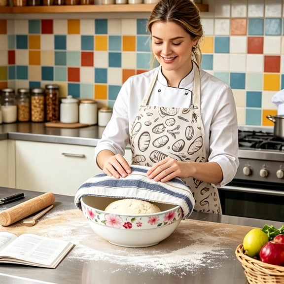 Proofing Cloth Lid Reusable Elastic Dough Proofing Bowl Cover Breathable Cotton Cloth Lid for Bread Rising Fruit Kitchen Baking