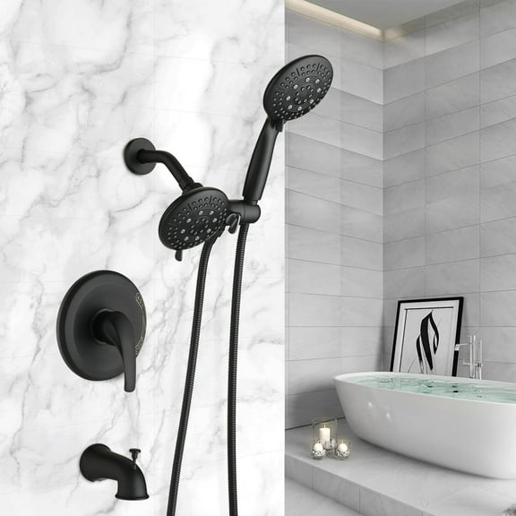 Proox 7-Spray Rainfall Shower Faucet w/ Handheld Shower Tub Spout Valve Included