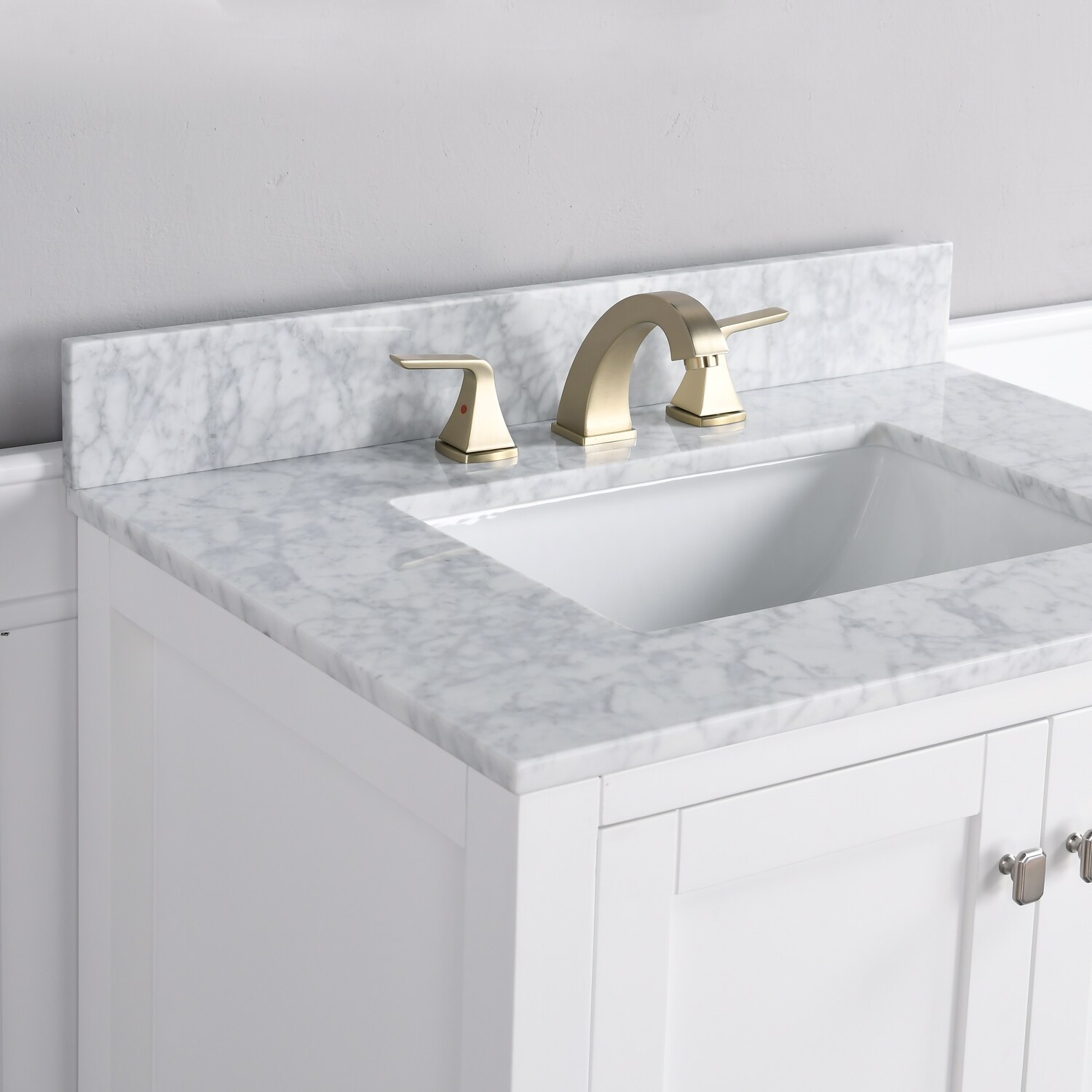 Proox Carrara Marble Stone Vanity Top Backsplash Sidesplash in White 30