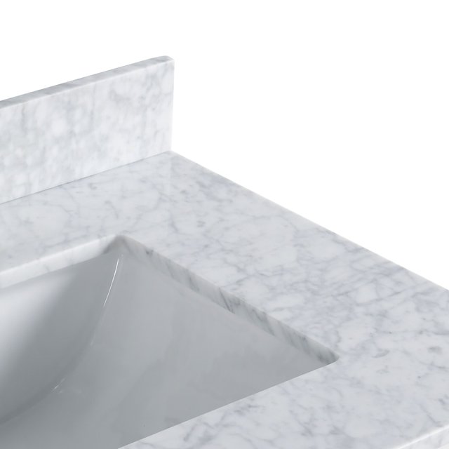 Proox Carrara Marble Stone Vanity Top Backsplash Sidesplash in White 48