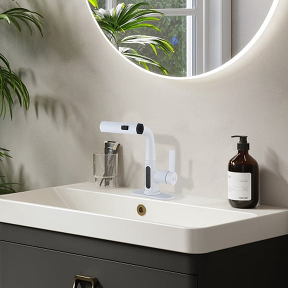 Proox Pulling Lifting Digital Display Faucet, Single Handle Waterfall Bathroom Faucet, Pull Out Bathroom Faucet