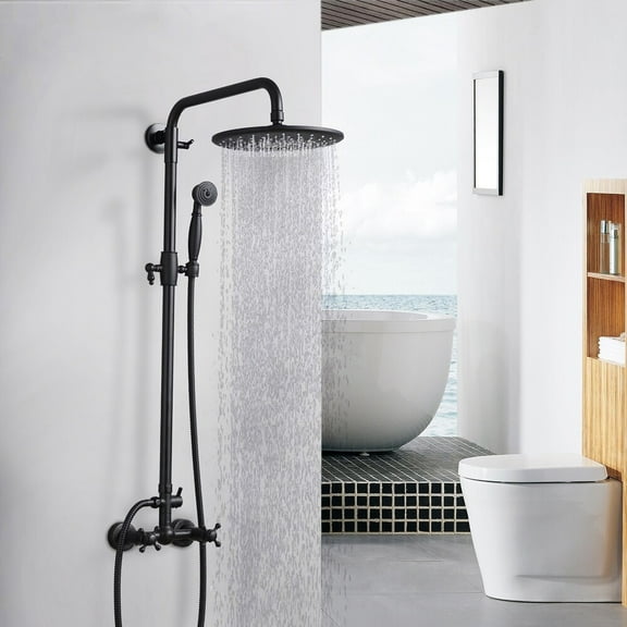 Proox Rainfall Showerhead Wall Mounted Bath Hand Shower System with Adjustable Slide Bar