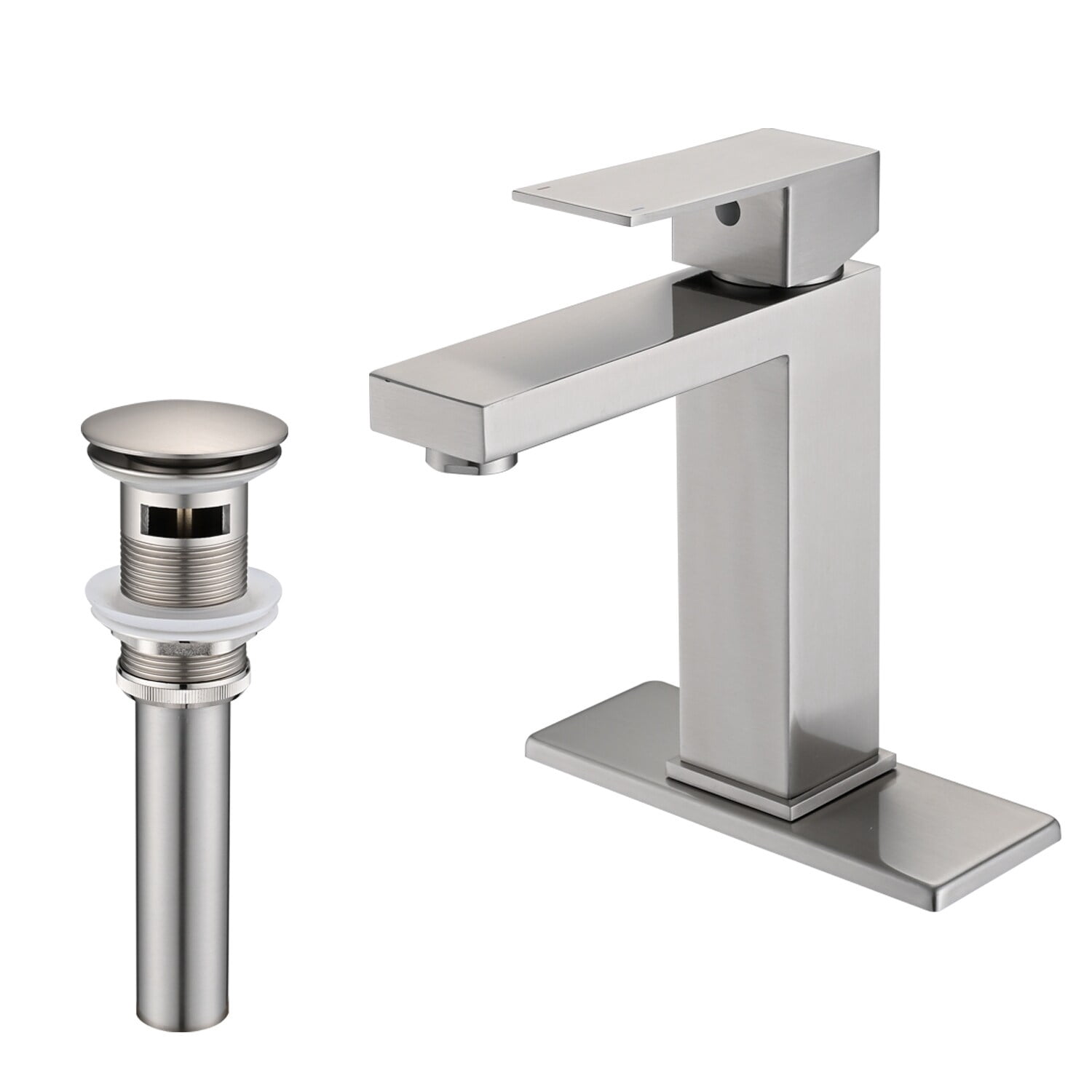 Proox  Single Bathroom Sink Faucet with Drain Assembly Brushed Nickel Brushed