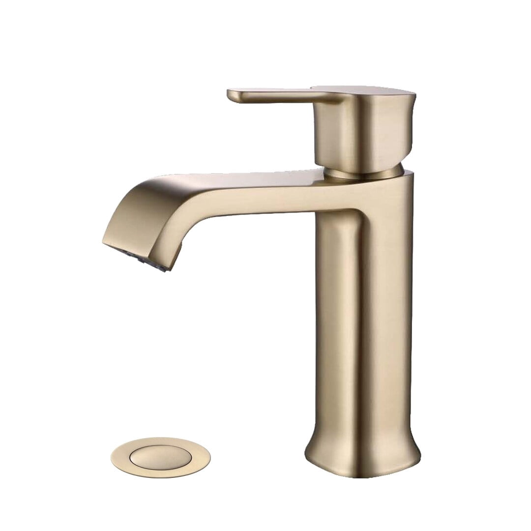 Blossom Single Handle Bathroom Faucet – Brushed Gold, Pop-Up Drain, Solid Brass, Single Hole Or 3-Hole Mount