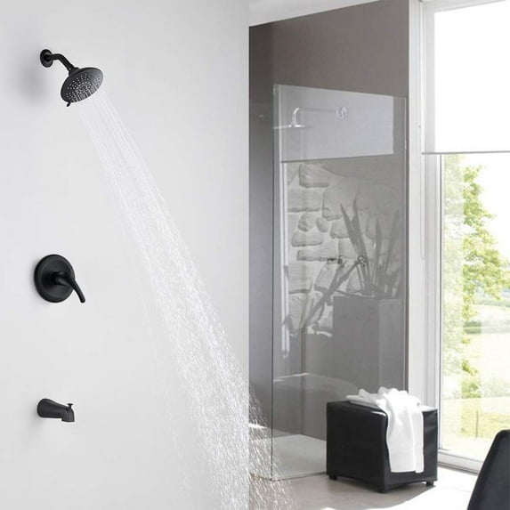 Proox Tub Spout and Shower Kit, Single Handle 5-Spray Patterns Shower Head Set (Valve Included)