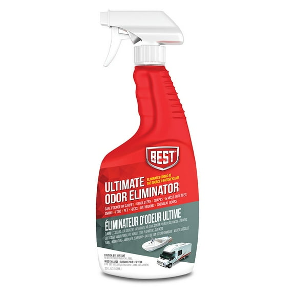 B.E.S.T. 80032 Odor Eliminator Spray Neutralizes Pet, Smoke, Mildew & Musty Smells in RVs, Boats, Cars & Homes Safe for Carpet, Upholstery & Fabric 32 oz.
