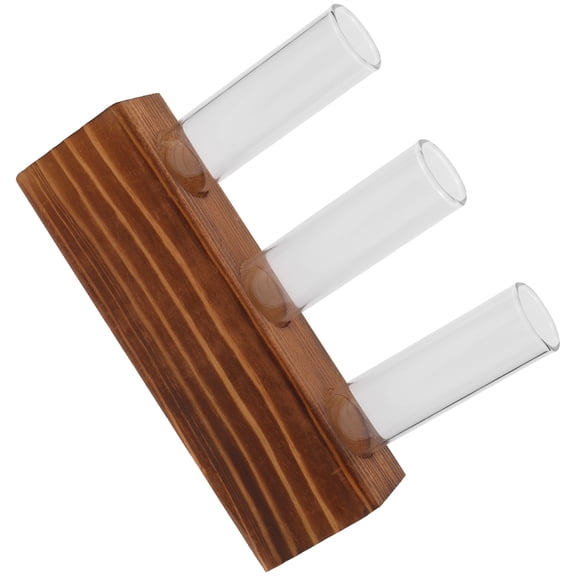 FENGGUIQU 1Set Coffee Glass Test Tube Vase with Wooden Stand for Plant Propagation and Home Decor