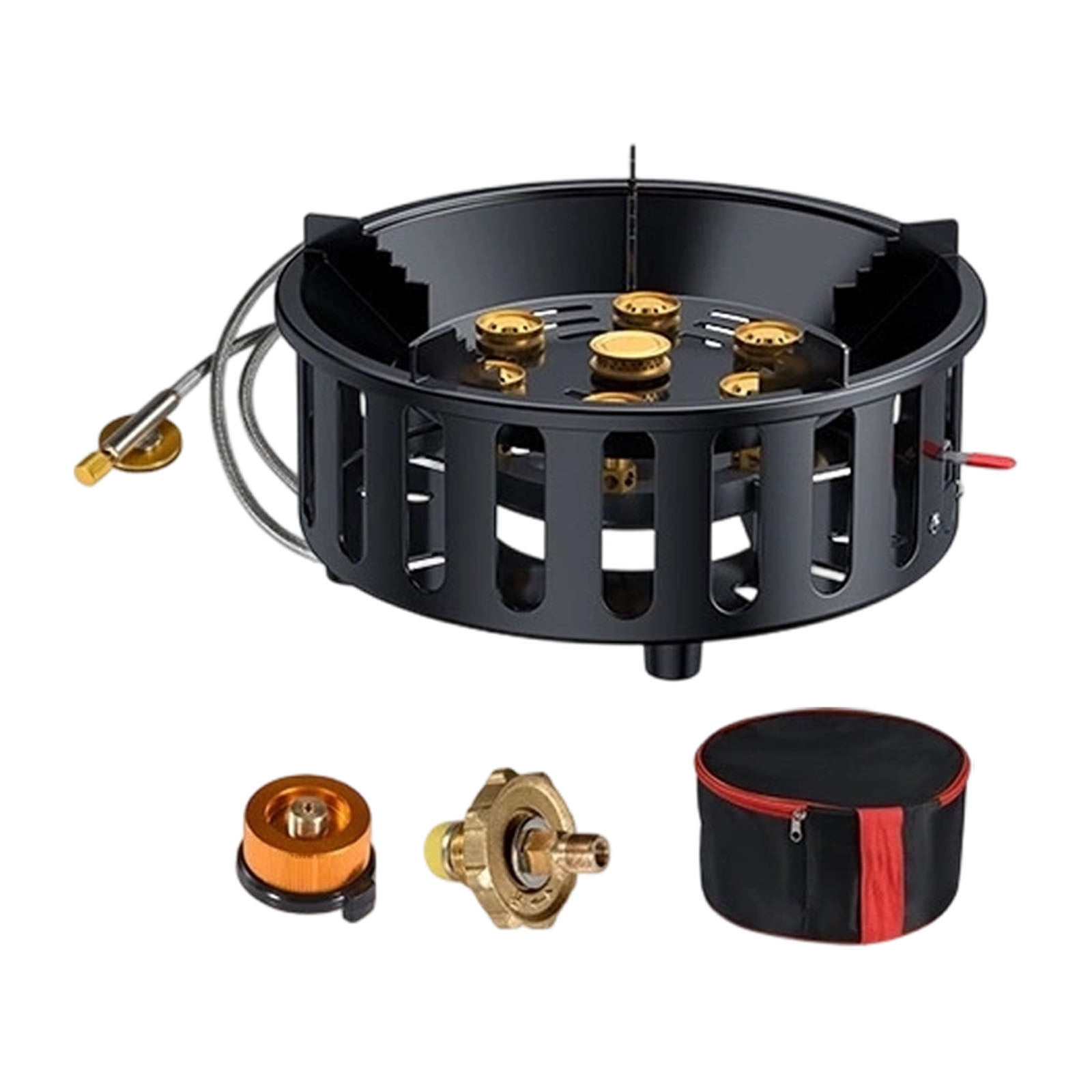 Propane Burner, 72,000 BTU Single Burner Gas Stove for Outdoor Cooking, Windproof Camping Stove with Piezo Ignition, Extended Hose & 3 Adapters, Portable with Carrying Bag
