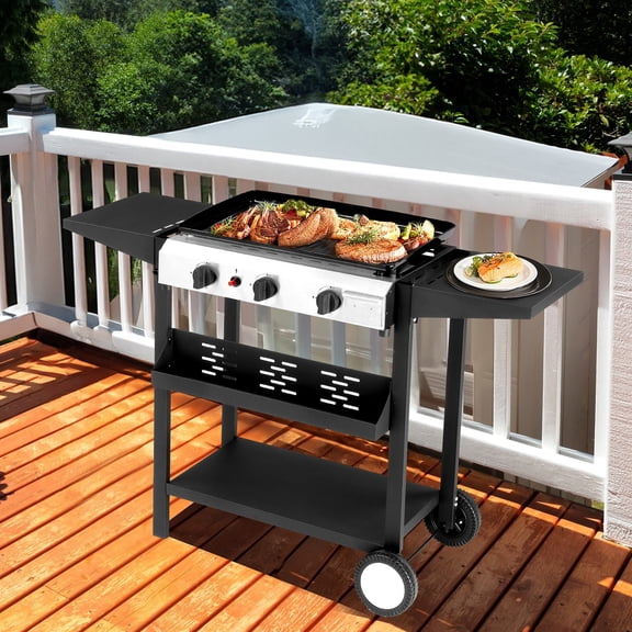 Propane Burner Grill 34" Flat Top Grill Griddle Cooking Station for Outdoor Cook