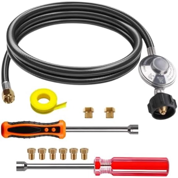 Propane Conversion Kit from NG to LP Fit For Weber SUMMIT 470 - SUMMIT 460 or the SUMMIT 450 - 5' Propane Hose and Regulator Assembly - Detailed Instructions - PreDrilled LP Orifices - LP Converter