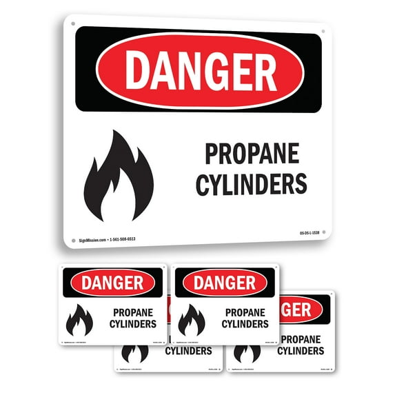Propane Cylinders OSHA Danger Rigid Plastic Sign 10 Inch x 7 Inch - 5 Pack